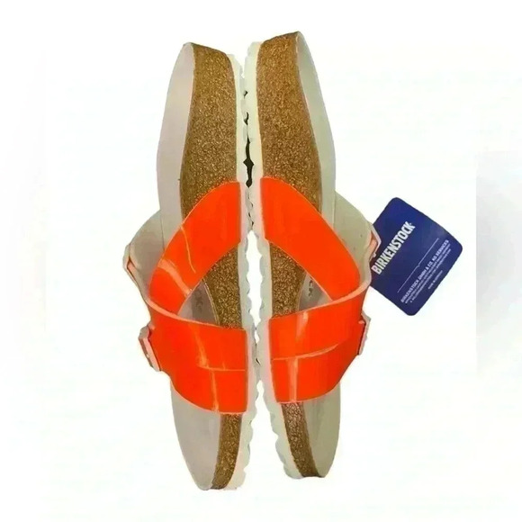 NEW BIRKENSTOCK YAO Balance Birko Flor Leather Sandal NEON ORANGE - Picture 4 of 8